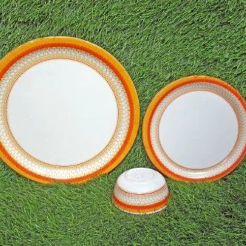 Melamine Orange Ring Printed Plate Set