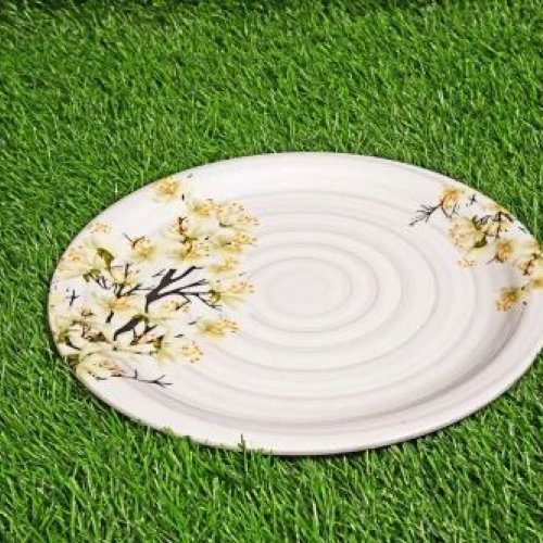 Melamine Spiral White Printed Dinner Plate