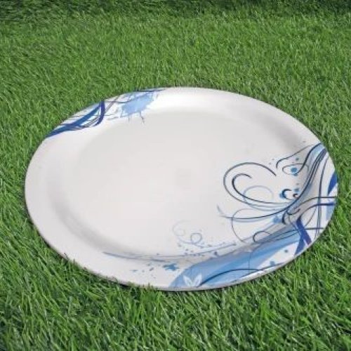 Melamine White And Blue Printed Dinner Plate