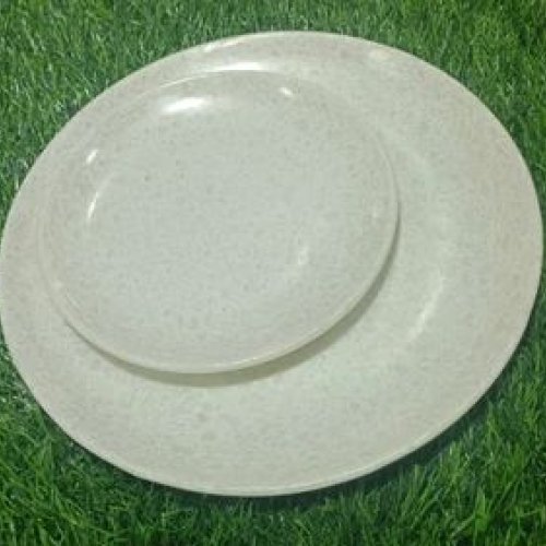 Melamine White Marble Printed Dinner Plate Set