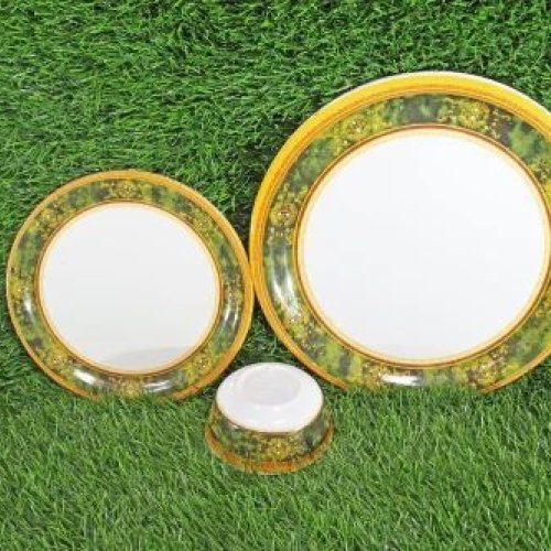 Melamine Yellow Printed Plate Set