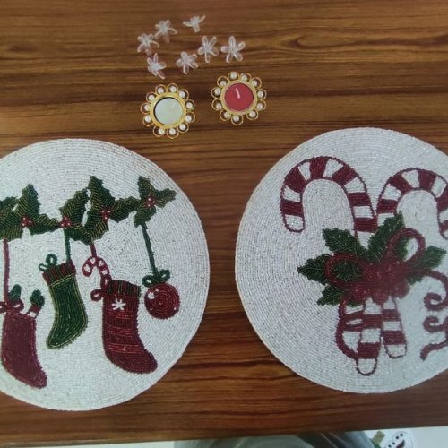 Handmade Christmas Beaded Table Mat