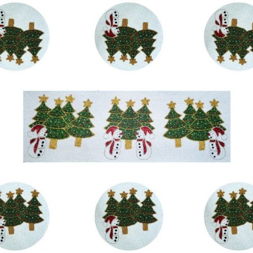 Handmade Christmas Tree Table Runner With Placement