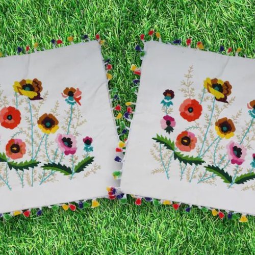 Handmade Multicolor Spring Easter Flower Embroidered Cushion Covers