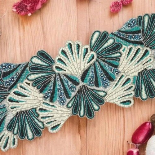 Handmade Seashells Beaded Table Runner