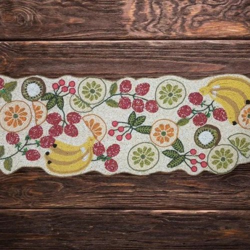 Handmade Tabletop Beaded Embroidery Table Runner
