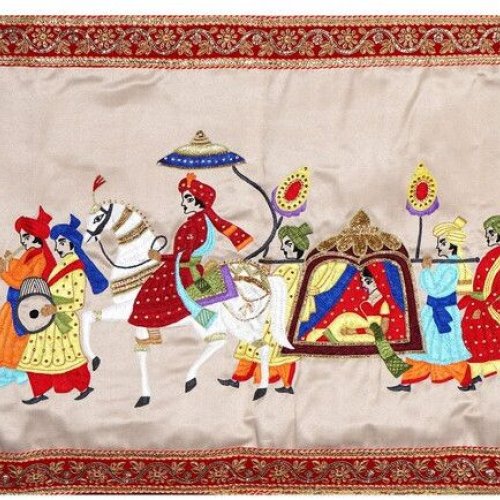 Handmade tapestry showing Royal Indian Wedding Wall Hanging
