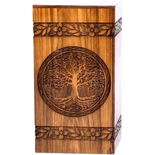 Wooden Tree Of Life Cremation Urn Box