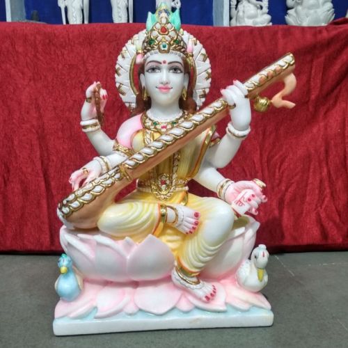 Marble Saraswati Mata Statue