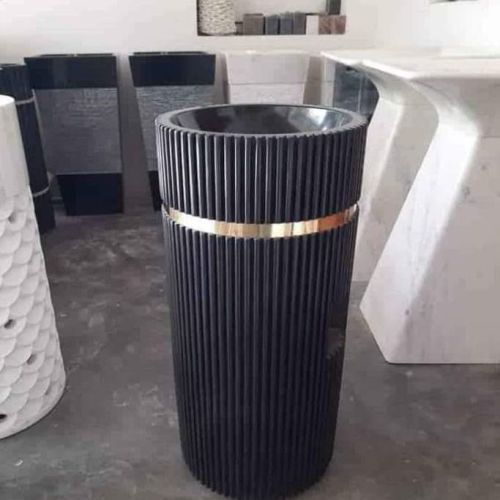 Black Marble Pedestal Basin