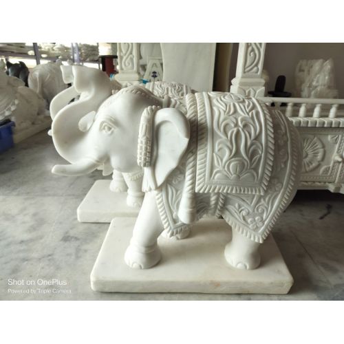 White Marble Elephant Statue