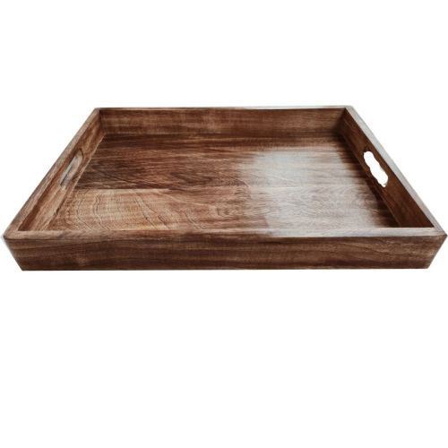 Natural Finish Rectangular Wooden Tray