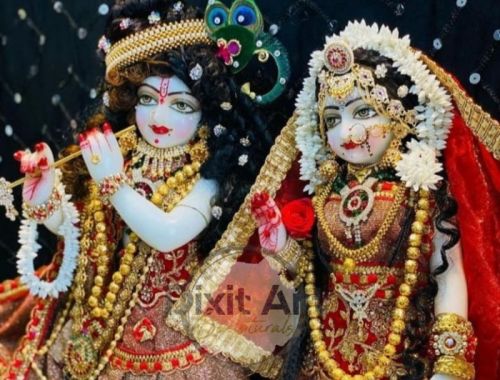Marble Iskcon Radha Krishna Statue