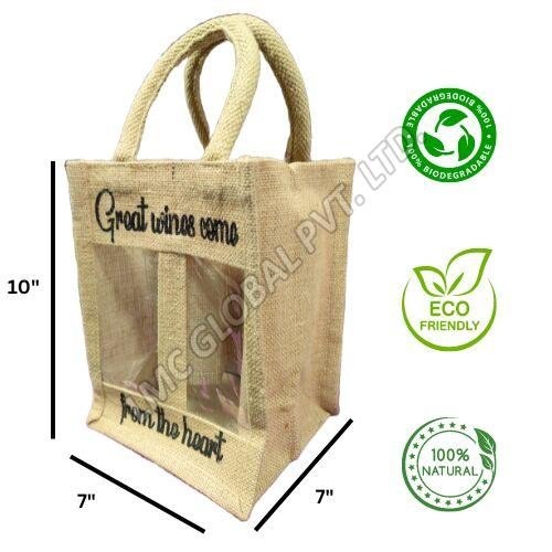 LMC Jute Wine Bag for 2 Bottles