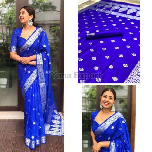 111 Royal Blue Lichi Silk Sarees