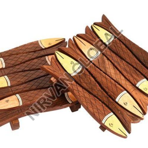 Handcrafted Fish Shape Wooden Coaster