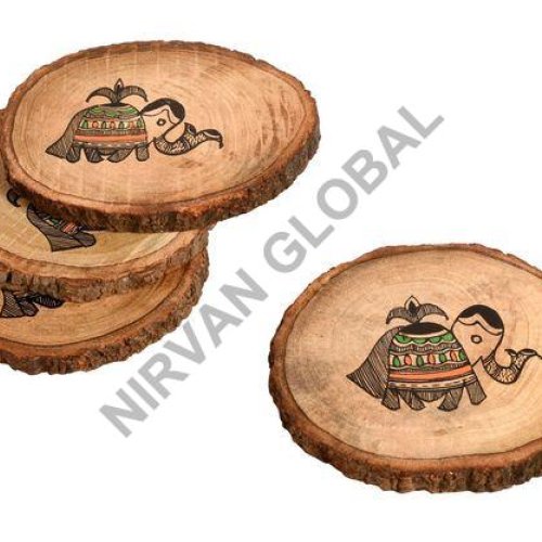 Tribal Art Round Wooden Coaster