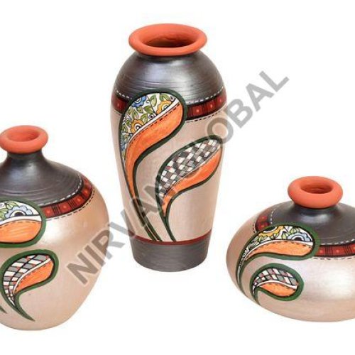 Tribal Art Silver Handpainted Vases