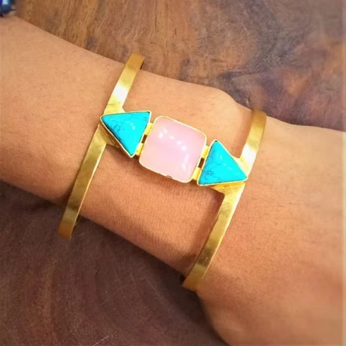 golden druzy stone bracelet