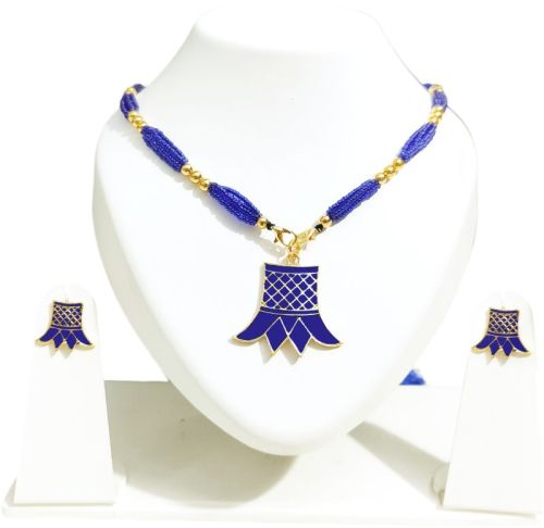 Assamese Traditional Blue Meenakari Thuriya Jewellery Set