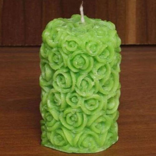 Green Rose Pillar Candle