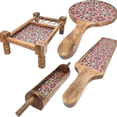 Wooden Enamel Serving Tray