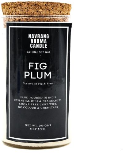 Fig Plum Scented Glass Candle Jar with Wooden Lid