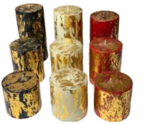 Golden Work Designer Pillar Candle