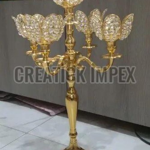 Aluminium Crystal Candle Stand