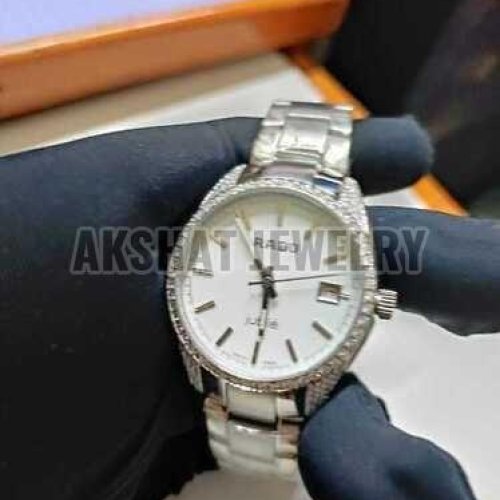 Round Gorgeous Moissanite Diamond Studded Watch