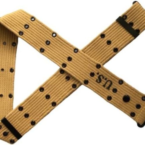 WW2 Us Khaki Pistol Belt - Brass - Repro American Webbing