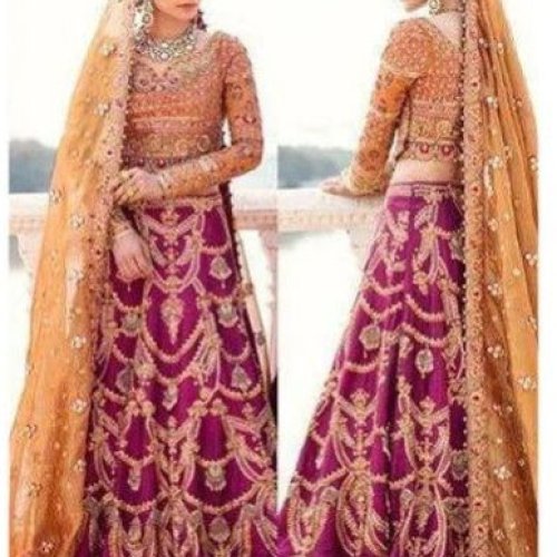 Ladies Chiffon Bridal Designer Semi-Stitched Lehenga Choli