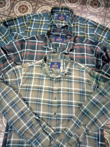 Mens Cotton Collar Neck Full Sleeves Check Shirt