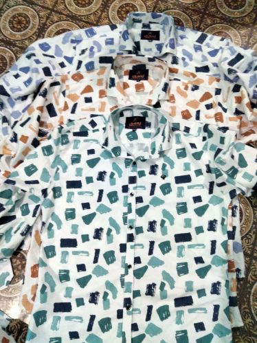 Mens Semi Cotton Full Sleeve Printed Shirt