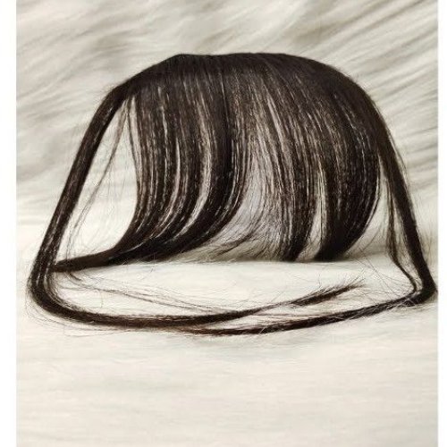 Brown Two Clip Real Hair Invisible Bangs