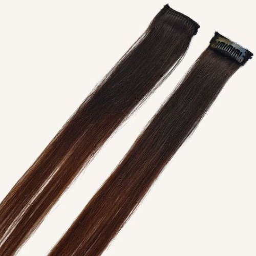 Caramel Brown Real Hair One Clip In Streaks