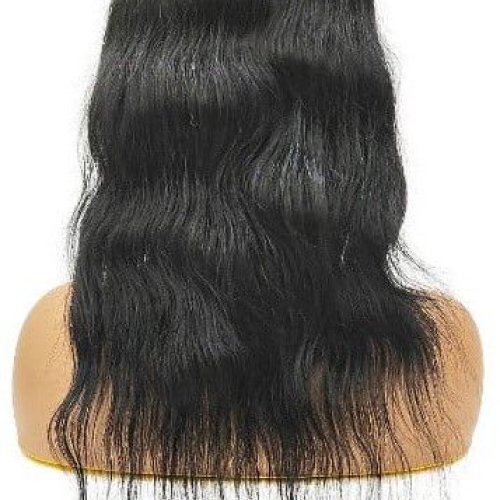 Jet Black Adjustable Real Hair Wig
