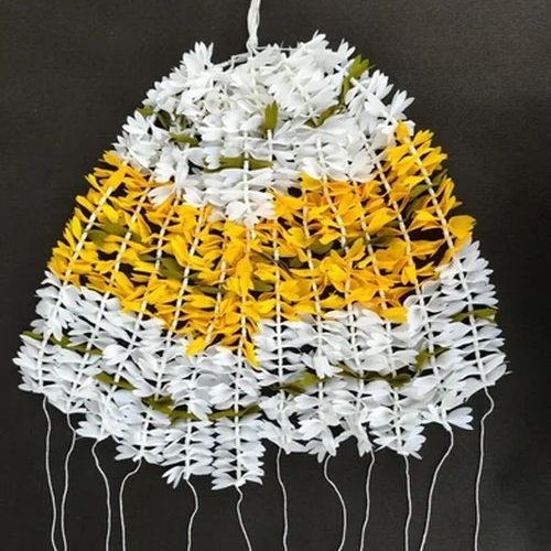 White and Yellow Artificial Fabric Gajra