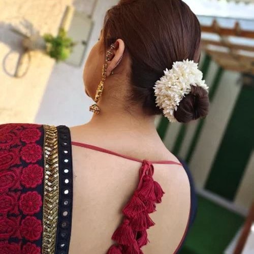 White Artificial Gajra with Rubber Band