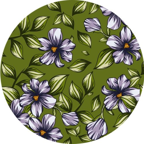 Elegant Green Leaf  Floral Print Fabric