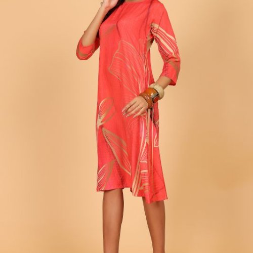 Ladies Elegant Red Floral Dress