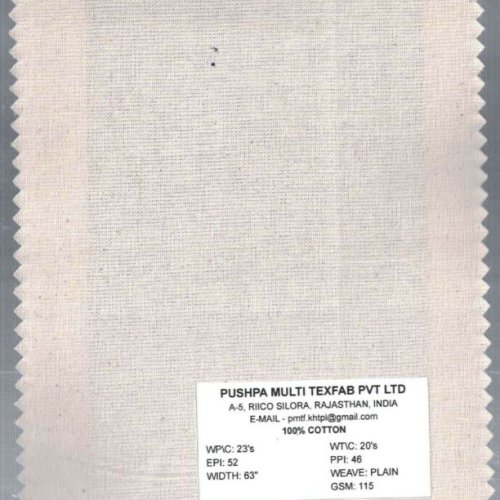 115 GSM 63 Inch Plain Cotton Fabric