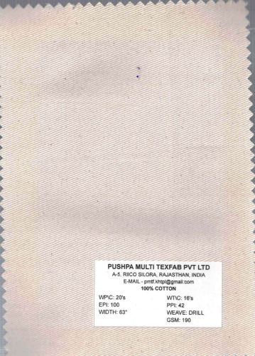 190 GSM Cotton Drill Fabric