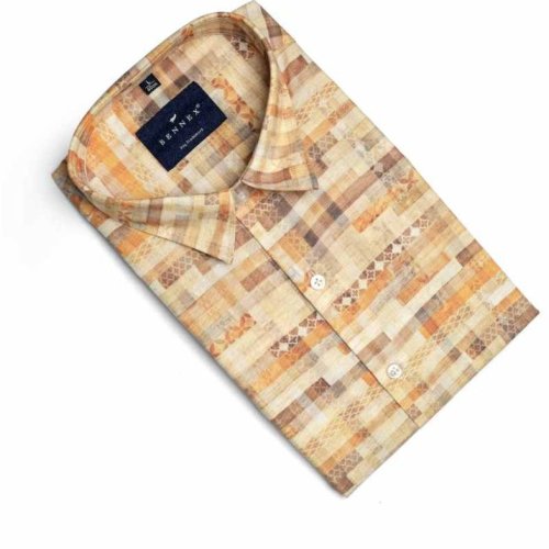 Brown Men Cotton Casual Shirt