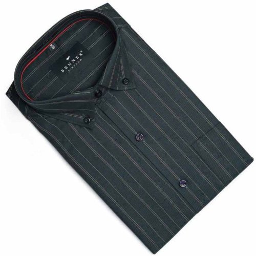 Dark Green Lining Cotton Office Shirt