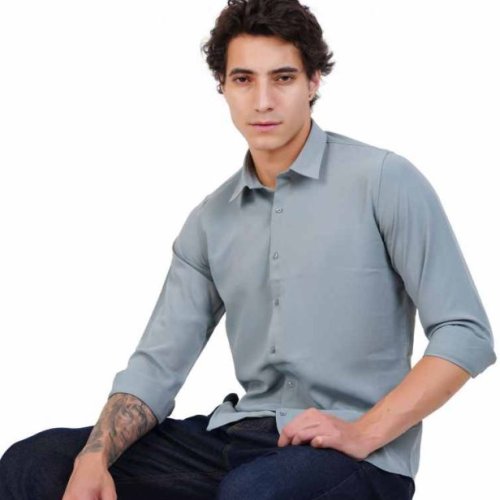 Plain Pure Cotton Slim Fit Shirt