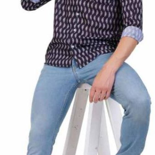 Purple Printed Men Pure Cotton Shirt