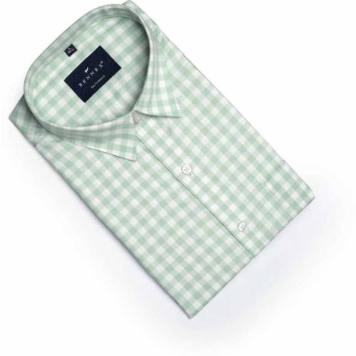 Small Check Men Cotton Casual Shirt