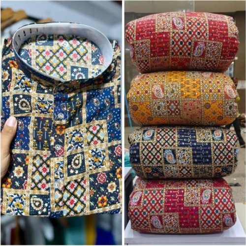 Mens Rayon Multicolor Lucknowi Chikankari Kurta