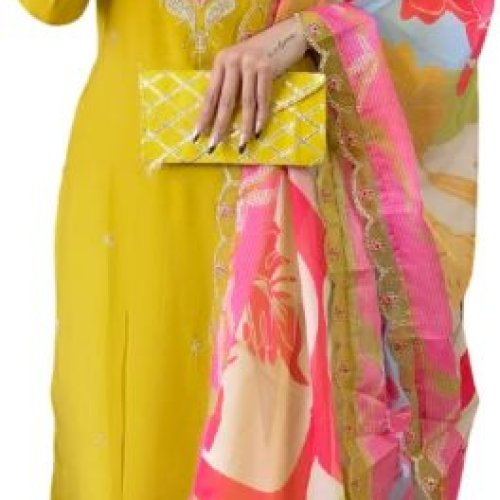 Ladies Embroidered Viscose Kurta Pant Dupatta Set
